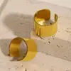 Rueda de la fortuna versión ancha anillo brillante viento frío anillo abierto simple acero inoxidable chapado PVD oro real de 18K anillo para el dedo