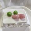 Pendientes estilo retro de Hong Kong, pendientes de gota de agua de color contrastante de primavera y verano, color rosa y verde a juego, estilo festivo fresco, pendientes que combinan con todo para mujer.