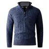 Suéter pullover de punto casual Amazon otoño e invierno, estilo europeo y americano, con media cremallera y cuello alto, forrado de felpa y engrosado, para jóvenes adultos