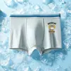 Roupa Íntima Masculina, Malha de Seda Gelo, Estilo Fino de Verão, Respirável, Estampa de Desenho Animado, Boxer para Crianças de Tamanho Médio e Grande, Boxer para Estudantes