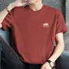 2026 Estilo Nuevo Camiseta de Algodón Puro para Hombre de Manga Corta Marca de Moda Cuello Redondo Top de Moda Estampado Verano Manga Media Camiseta de Algodón
