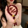 Pulseira fresca e simples de quatro folhas para mulheres, imitação de cinábrio, estilo versátil de nicho, adequada para melhores amigas e estudantes, acessório Hanfu com design floral