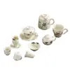 Juego de Té de Cerámica Pintado a Mano de Manzano Llorón para Uso Doméstico Gongfu Gaiwan Tetera Tazas de Té Nuevo Estilo Chino Caja de Regalo de Lujo Ligero