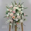 Marcadores de Corredor para Casamento Chinês Flor de Peônia Fundo com Pontos Arco de Flores Pendurado Arranjo Floral Decoração de Casamento Ornatos de Coluna de Flores de Boas-Vindas