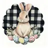 Mantel individual de lino para Pascua transfronterizo con bordes redondos ondulados, diseño de conejo y huevo, decoración de mesa para primavera y verano, tapete aislante del calor