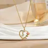 Colar Coração de Rosa para Mulheres, Joias que Não Desbotam, Corrente de Clavícula Versátil, Estilo Ins, Corrente de Clavícula de Nicho de Luxo Atacado