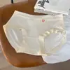 Calça Comprida 5A de Algodão para Bebê Antibacteriana Simples Cor Creme Pura Roupa Íntima de Algodão Puro para Meninas Cueca Feminina de Cintura Média Sem Costura que Cobre o Quadril