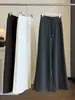 Pantalones Casuales Rectos con Cordón Suaves y Pegajosos Estilo Perezoso para Mujer Otoño Nuevo Cintura Alta Adelgazantes Holgados Cómodos Caída Pierna Ancha Largos