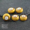 Contas Cerâmicas Vintage com Furo Grande, Contas Espaçadoras Planas com Esmalte Floral, Materiais para Colar Pulseira de Joias DIY Feitas à Mão, Contas Soltas