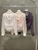 Xiuxixi Outono 2025 Marca Branca Estilo Coreano Elegante e Gracioso Gola Cachecol Fluida Emagrecedor Chiffon Top com Forro de Lã 89601
