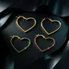 Aretes Verano de Alta Gama Huecos Amor Aretes Europeos y Americanos Simples Aretes de Diamantes en Forma de Corazón Argolla para la Oreja de Lujo Ligero para Mujer