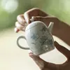 Bule de Chá de Argila de Jade Pintado à Mão com Flores Azuis das Dinastias Tang e Song, Conjunto de Chá Kung Fu, Bule de Cerâmica para Preparo de Chá Doméstico com Filtro de Orifício Esférico, Bule de Parede Fina Pérola do Dragão