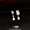 Collar, aretes, pulsera con colgante de número 5 gota de agua de circón chapado en oro real, juego personalizado, joyería de lujo ligero de alta gama