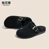 Birkenstock de Pelúcia com Solado Grosso Feminino 2026 Outono/Inverno Novos Sapatos de Algodão Sapatos Birkenstock Cinza Sapatos Fechados Meio Abertos Chinelos Sapatos Quentes Peludos