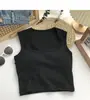 Popular Estilo Coreano ins Chaleco sin Mangas de Algodón Puro con Copa Fija Chest Wrap Color Sólido Ropa Exterior Top Tubo Básico para Mujer