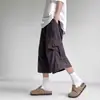 Pantalones cortos cargo estilo paracaidista retro americano funcional de talla grande para hombres y mujeres, pantalones cropped casuales de verano finos de pierna ancha