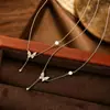 Enamorarse a primera vista: Cadena para Clavícula de Plata Pura 999 con Borla de Mariposa, Lujo Ligero, Sensación de Alta Gama, Collar de Nicho con Temperamento Suave al por Mayor