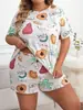 Temu para Cross-border verão camiseta shorts plus size pijamas femininos plus size roupas para casa terno casual