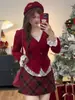 2026 Nuevo Estilo Coreano Camisa Base de Encaje en Capas Cárdigan con Cuello en V Conjunto de Dos Piezas Otoño Invierno Top Adelgazante Atuendo