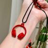 Colar com Pingente de Fone de Ouvido Tridimensional para Mulheres, Corrente Longa de Gola Alta Estilo Ins de Alto Padrão, Corrente de Suéter, Acessórios de Design de Nicho, Tendência