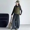 Conjunto de primavera e outono para meninas 2026 novo conjunto de três peças da moda estilo coreano com colete de tricô e calça de perna larga para meninas mais velhas