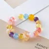 Pulsera Multicolor de Cristal Natural Pulsera de Cuentas Joyería de Mano Pulsera de Cristal Amarillo Natural Pulsera de Sensación de Lujo Ligero Alta Gama Cuentas