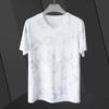 Camiseta Masculina de Manga Curta Verão Fina Seda Gelada 2025 Nova Tendência Solta Manga Meia Tendência Marca Ins Versátil Top