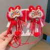 2026 Accesorios para el Cabello Hanfu de Año Nuevo para Niñas Estilo Chino Rojo Festivo Pasador de Año Nuevo Borla Estilo Antiguo para Niñas