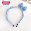 Diadema Infantil Fresca Fruncida Paquete de Perlas para Niña Tarjetas de Pelo Antideslizantes Cuadriculadas Diadema con Lazo de Princesa