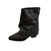 Elegantes botines de punta para mujer, nueva colección otoño 2026, con un diseño de tacón de bloque moderno, efecto que alarga las piernas, estilo versátil y una silueta estilizada.