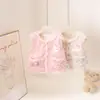 Chaleco de Color Sólido con Bolsillo en Forma de Corazón y Lazo para Niñas, Estilo Regular, Espesor para Bebés y Niños, Chaleco para Niñas