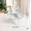 Venta Caliente Transfronteriza Decoraciones de Flores de Navidad Plata Champagne Flor de Navidad con Brillo Flor Decorativa para Árbol de Navidad en stock