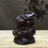 Escultura em Madeira de Ébano Ornamento de Sapo Dourado de Três Pernas, Esculpido em Madeira Maciça Cigarra Dourada Decoração de Sala de Estar Criativa Peça de Exibição de Artesanato