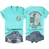La Maternidad Es Reino Sitio Independiente de Amazon Camiseta de Manga Corta con Cuello en V para Mujer, Moderna y Elegante, con Estampado Delantero y Trasero