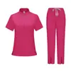 Ropa de Trabajo para Salón de Belleza Más Vendida en AliExpress para Mujeres, Casual de Cuello en V, Conjunto de Dos Piezas para Enfermería de Hospital de Cuidado de Mascotas