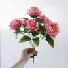 Flor Artificial 7 Cabeças Rosa Francesa Flor de Seda Buquê Casamento Flor Falsa Decoração de Casa Venda Direta da Fábrica