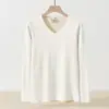 Ropa interior térmica de lana de oveja de peso pesado y seda de morera para hombre, conjunto de camiseta de manga larga con cuello en V sin costuras, forro polar de doble cara, ropa de otoño y pantalones