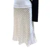Estilo miu~Saia midi de bolinhas em linha A com temperamento saia sereia feminina saia justa ao corpo saia midi francesa saia de comprimento médio