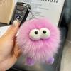 Chaveiro Pingente Bola de Carvão de Pelo de Raposa Fofo Pingente de Elfo Bola de Pelúcia Pingente de Mochila Presente