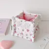 Cesta de armazenamento quadrada ins com acabamento em renda de tecido para armazenamento de mesa, grande capacidade para organizar cosméticos e itens diversos