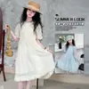 Vestido Feminino de Manga Curta Suave Estilo Francês, Novo Modelo Verão 2026, Vestido Princesa de Comprimento Médio para Crianças Maiores