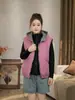 Colete acolchoado com capuz casual reversível estilo coreano para mulheres, coleção outono/inverno 2026, emagrecedor, versátil e elegante, peça de outer wear sem mangas