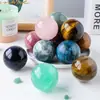 Esfera de Cristal Natural al por Mayor Piedra Cruda de Cristal Esfera de Cristal Pulido con Base Decoración Adorno Regalo para Sala de Estar en Casa