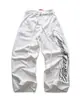 Y2K Europeu e Americano Retrô High Street Punk Estampa de Letra Gótico Estilo Escuro Moda Calças Casuais Estilo Ins