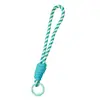 Lanyard para celular com listras coloridas estilo macaron, pingente de chaveiro, corda trançada DIY, acessório portátil para mochila