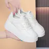 Parte superior de piel, versátiles, suela gruesa, con cordones, zapatos tipo 'mom', colección otoño/invierno, zapatos casuales para mujer, tenis blancos, tacón de cuña, zapatos de piel para mujer