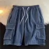 Pantalones Cortos de Mezclilla Funcionales con Cintura Elástica Estilo Hong Kong para Hombre, Pantalones de Cuarto, Nuevos de Verano 2024, Casuales, Sueltos, Pantalones Medianos