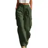 2026 Otoño Nuevo Pantalones Cargo de Cintura Alta Casuales Sueltos Multibolsillos Largos para Mujer Comercio Exterior Europeo y Americano Transfronterizo Amazon