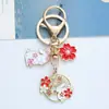 Novo Chaveiro Pingente Coelho Flor de Cerejeira Japonês Fofo Pingente de Chave de Carro Acessórios Feitos à Mão para Bolsa Pequeno Presente