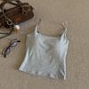 Cabiide de Roupas Atualizado com Estilo Simples Cor Sólida Regata Bojo de Látex Estilo Coreano Base Interna Roupa Externa Top para Mulheres